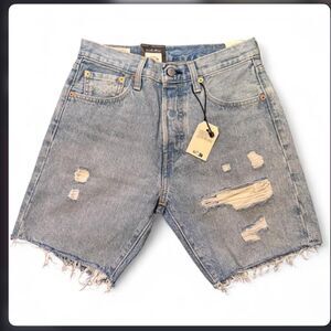 Levi’s 501 ‘93 Shorts Mens 28 Button Fly Distressed Denim 7” Inseam NWT